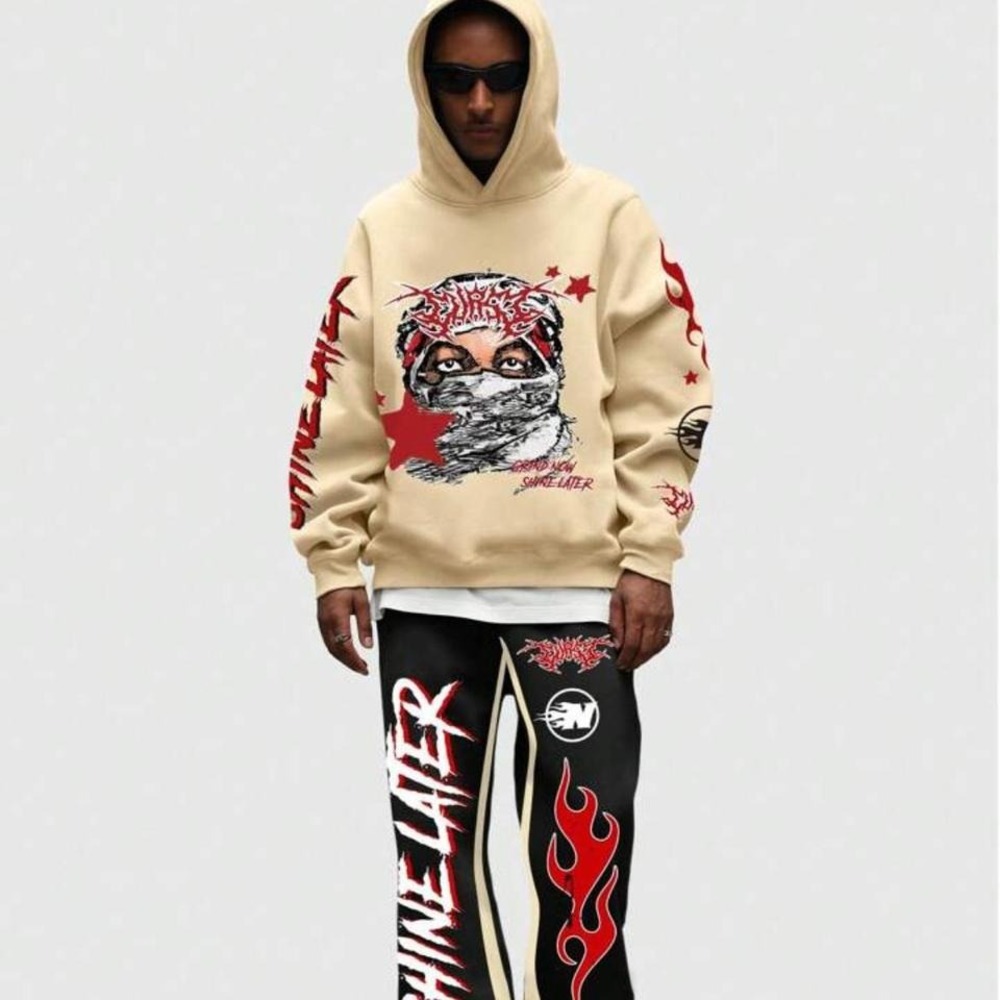 🟡Street Life Men's Graphic Printed Hoodie Size M